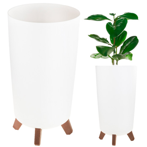 DGTL200-S449 DONICZKA WYSOKA BIAŁA Z NÓŻKAMI OKRĄGŁA DONICA OSŁONKA WYSOKA NA NÓŻKACH KWIETNIK BIAŁA PALMÓWKA