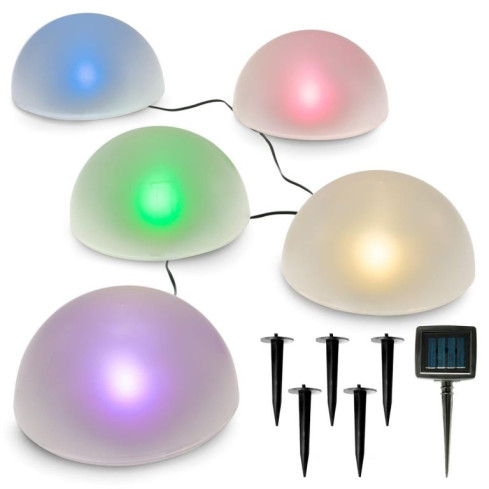 TG55962 Lampa solarna półkula, lampki kolorowe 5szt., led wbijana, oświetlenie ogrodu