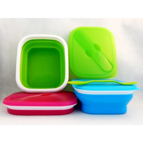 GG2 Pojemnik silikonowy lunch składany ze sztućcem