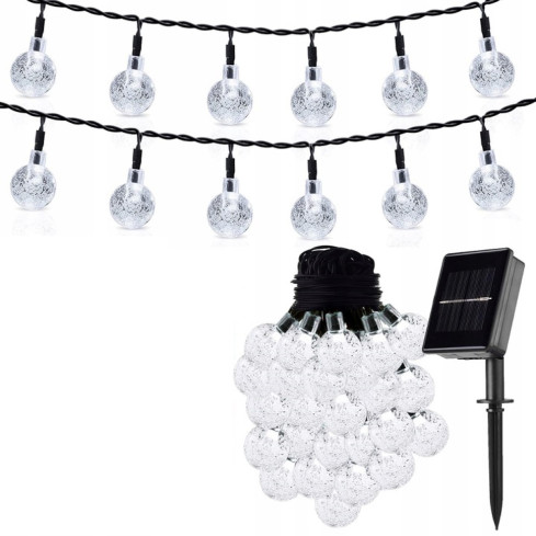TG71398-2 Girlanda solarna, lampki solarne 20 led 5m, ogrodowa na balkon, sznur świetlny zimny