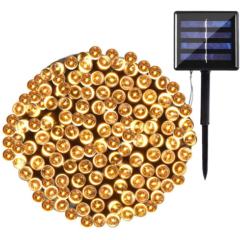 TG63192-2 LAMPKI CHOINKOWE SOLARNE 100 LED 10m GIRLANDA CIEPŁE BIAŁE 8 FUNKCJI