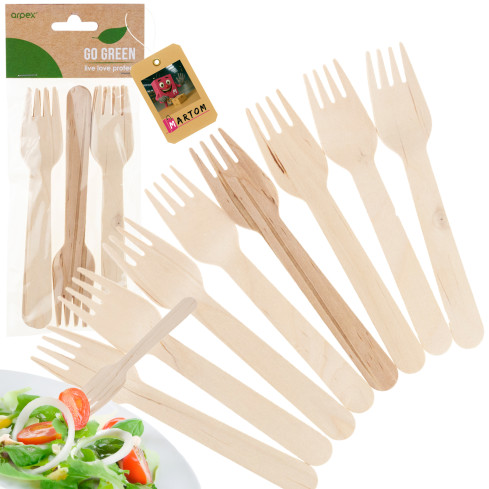 ARP7898 KPL 8SZT. WIDELCÓW WIDELCE DREWNIANE SZTUĆCE 16CM