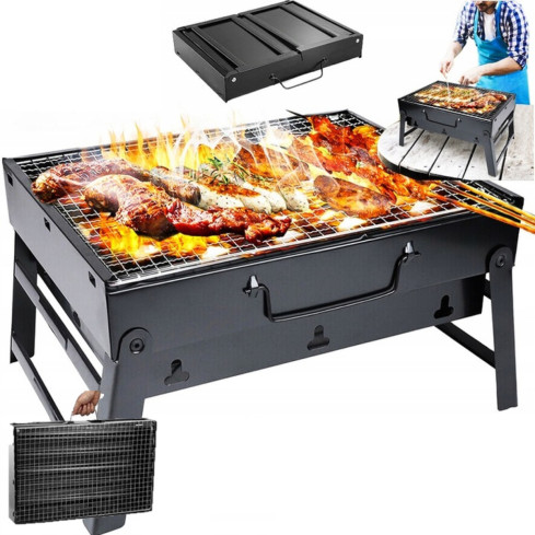 TG71421 Grill ogrodowy węglowy, przenośna składana walizka, gril turystyczny na kemping