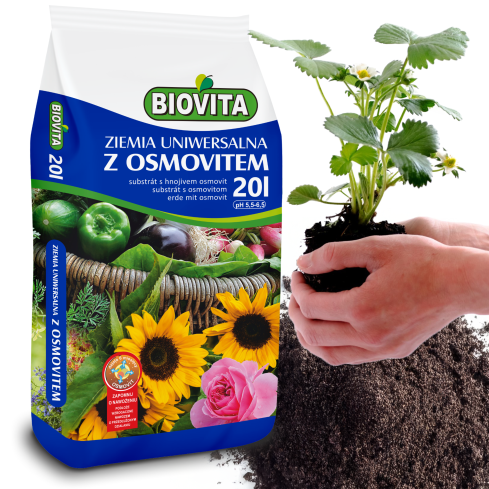 Ziemia uniwersalna z Osmovitem, podłoże do sadzenia i przesadzania roślin ozdobnych, Biovita 20l