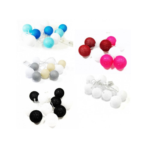 SS48 GIRLANDA KULE ŚWIECĄCE COTTON BALLS 10 SZT kolory