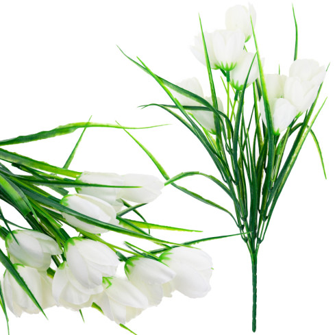 CV07855-1 TULIPANY BUKIET TULIPANÓW KWIATY SZTUCZNE BIAŁE W BUKIECIE TULIPAN ozdoba