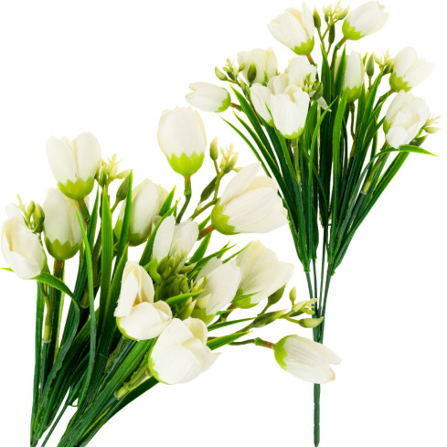 CV13987-1 Krokusy w trawie, bukiet krokusów, sztuczne kwiaty, ozdoby wiosenne, białe krokusy