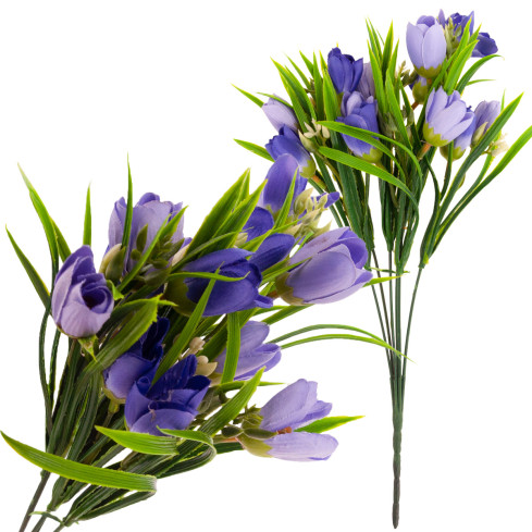CV13987-4 Krokusy w trawie, bukiet krokusów, sztuczne kwiaty, ozdoby wiosenne, fioletowe krokusy