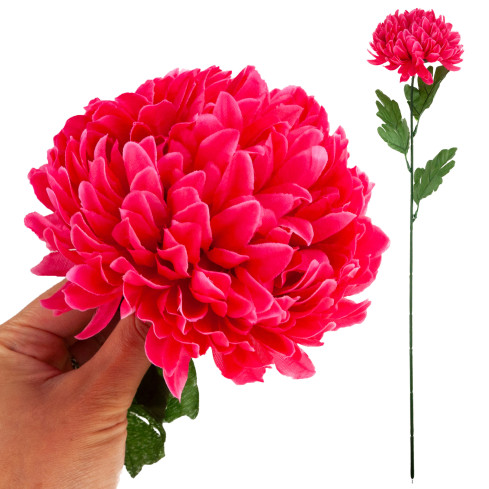 CV14384-13 CHRYZANTEMA GAŁĄZKA 70cm SZTUCZNE KWIATY DO STROIKA DUŻY KWIAT 13cm NA GRÓB czerwona