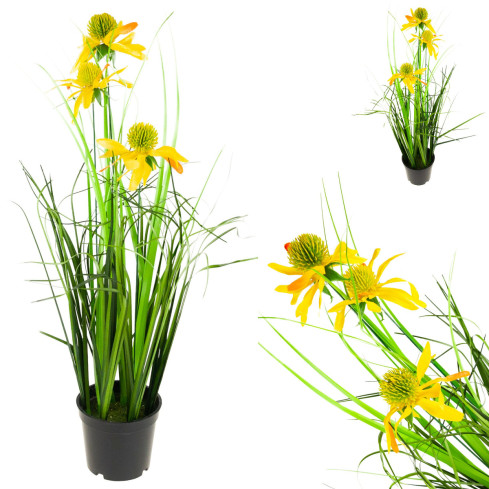 CV15393 SZTUCZNA TRAWA RUDBEKIA RUMIANEK DEKORACYJNA FEJKA W DONICZCE DO DOMU
