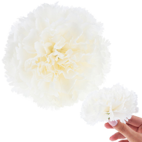 CV31484-1 GOŹDZIK Wyrobowy Główka Kwiatu Sztuczne Kwiaty Jak Żywe do Stroików biała