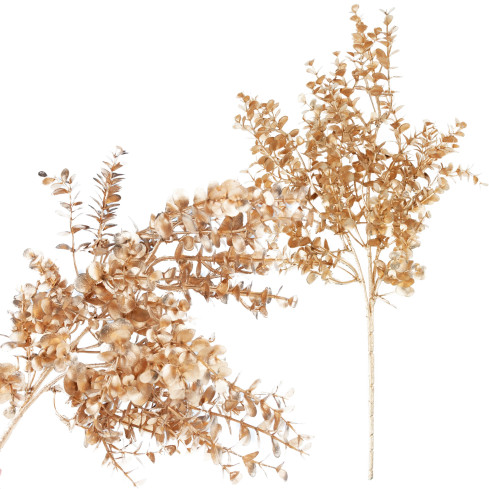 CV37058-2 GAŁĄZKA OZDOBNA ZŁOTA GĘSTA ELEGANCKA GLAMOUR LIŚCIE ŚWIĘTA