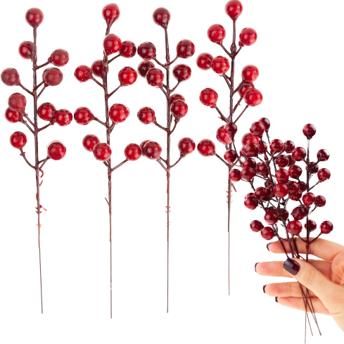 CV37142 GAŁĄZKA OZDOBNA NA PIKU GŁÓG OSTROKRZEW JARZĘBINA 4SZT