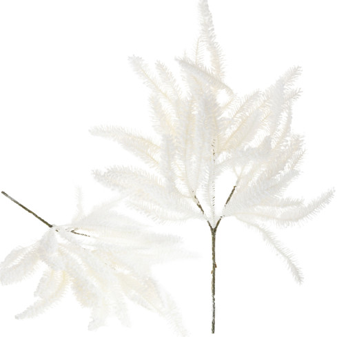 CV37247 GAŁĄZKA OZDOBNA BIAŁA OŚNIEŻONA GĘSTA ŚWIĘTA WIANKI STROIKI