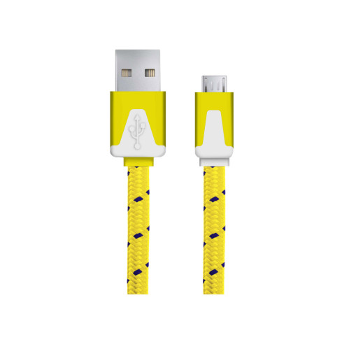 EB176Y ESPERANZA KABEL MICRO USB 2.0 A-B M/M 1.0M PŁASKI OPLOT ŻÓŁTY