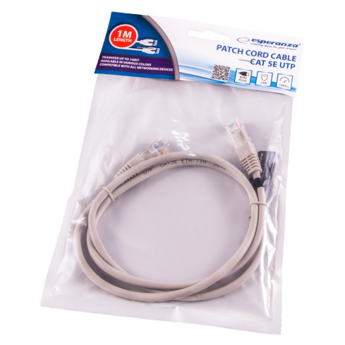 EB273E KABEL UTP CAT 5E PATCHCORD 1M SZARY