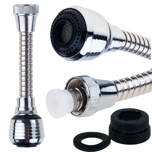 IM013 ELASTYCZNA PRZEDŁUŻKA KOŃCÓWKA DO KRANU BATERII PERLATOR WYLEWKA CHROM