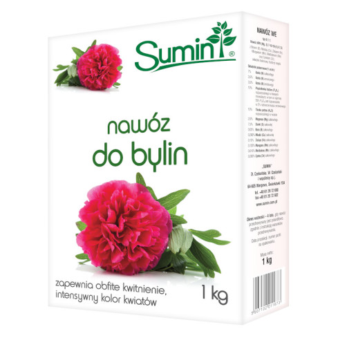 SUM26 Sumin nawóz do bylin 1kg, granulki nawozu, na obfite kwitnienie, optymalny skład