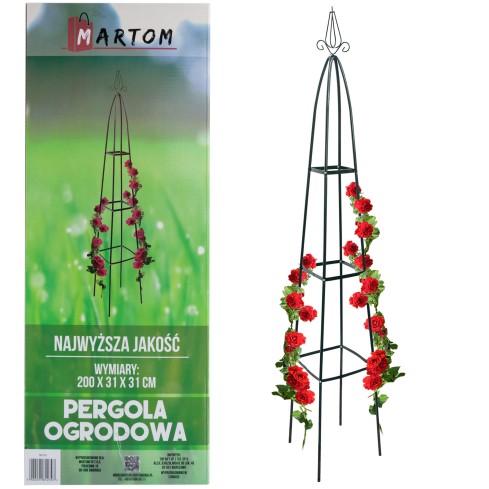 PERG-N0293 PERGOLA OGRODOWA PIRAMIDA PODPORA NA RÓŻE PNACZA SŁUP METALOWY