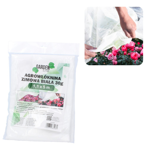 AGO2081 AGROWŁÓKNINA Okrywowa OKRYCIOWA WŁÓKNINA 1.1X5M ZIMOWA OTULINA BIAŁA 30G