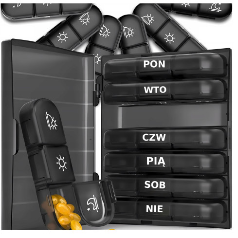Pojemnik organizer na leki, pudełko na tabletki, 7dni, tydzień, 3 pory, etui tygodniowe