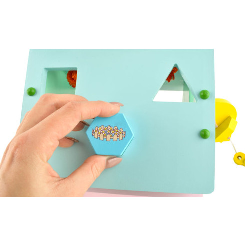 6509 Domek Drewniany Sorter + Klocki Zegar Kluczyk 3w1
