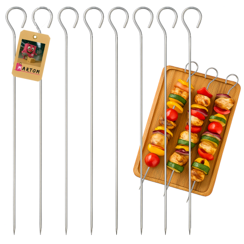 WUI8955 KOMPLET 8 SZPILEK NIERDZEWNYCH DO SZASZŁYKÓW 28CM