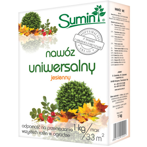 SUM70 SUMIN NAWÓZ UNIWERSALNY JESIENNY 1KG OPTYMALNY SKŁAD
