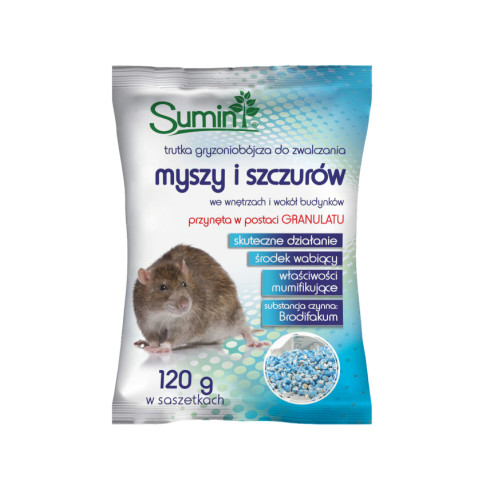 SUM62 SUMIN TRUTKA GRANULOWANA 25PPM 120G GRANULAT NA MYSZY GRYZONIE