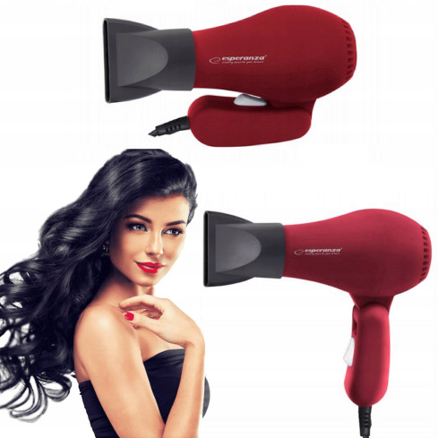 ES16C SUSZARKA DO WŁOSÓW SKŁADANA KOMPAKTOWA TURYSTYCZNA 750W CZERWONA