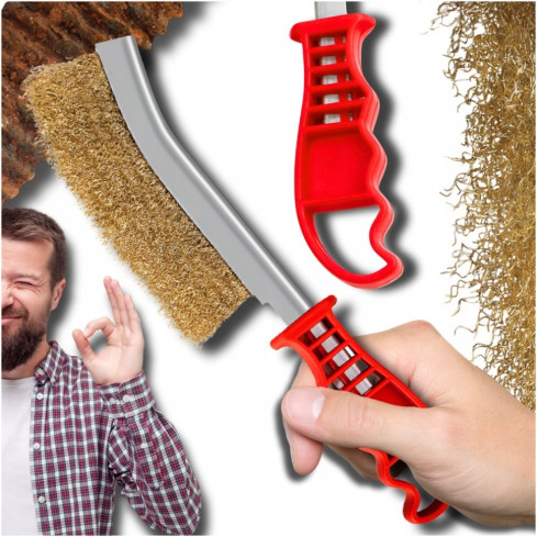 TG64418 SZCZOTKA DRUCIANA MOSIĘŻNA DO CZYSZCZENIA FELG RĘCZNA Z UCHWYTEM MOCNA