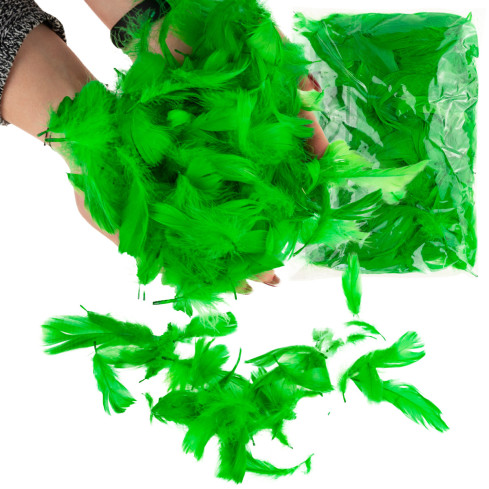 TG35906-4 Piórka ozdobne, pióra dekoracyjne, 10g zielone jasne do rękodzieła, ozdoby wielkanocne