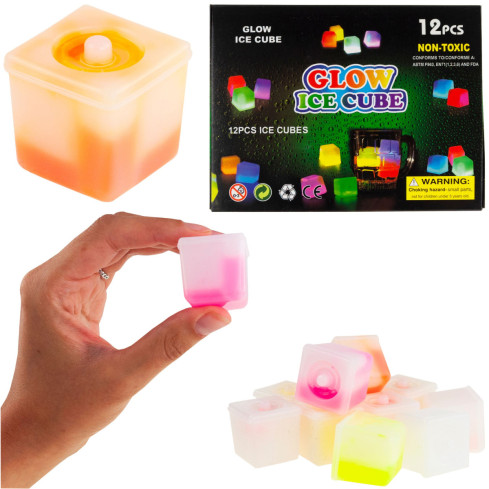 TG53193 KOSTKI LODU świecące kolorowe FLUO 12szt kostka ice