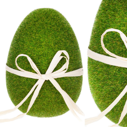 TG55576 JAJKO WIELKANOCNE FLOKOWANE ZIELONE zamszowe 16cm