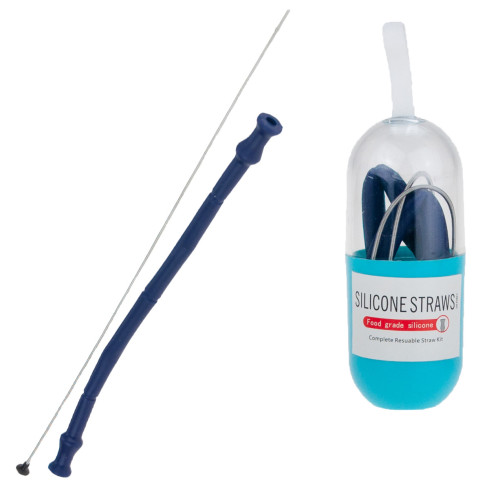 TG56258 SŁOMKA SILIKONOWA Z CZYŚCIKIEM SKŁADANA W ETUI