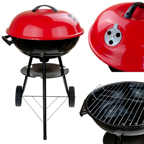 TG56276 Grill węglowy ogrodowy, okrągły z pokrywą, popielnik