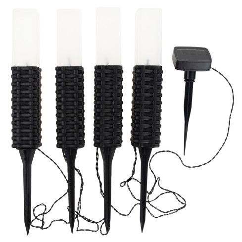 TG66774 Lampa solarna ogrodowa, rattan, rattanowe lampki led 4szt., słupek wbijany solar