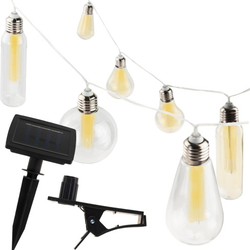 TG66778 Lampa solarna, girlanda ogrodowa led, łańcuch świetlny loftowy, żarówki solarne