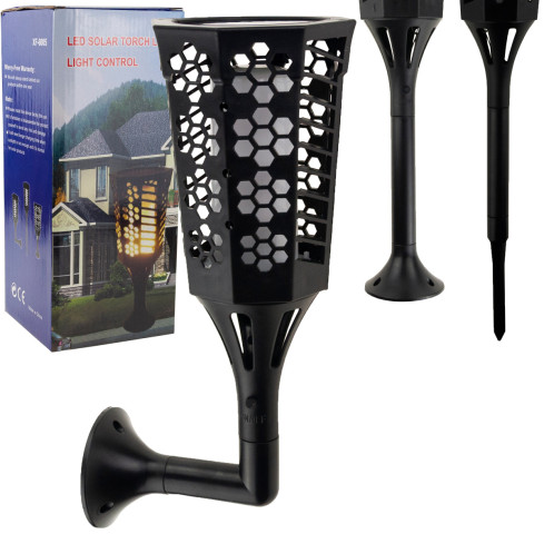 TG67269 Lampa solarna, pochodnia LED 3w1, wbijana latarnia, kinkiet, latarenka