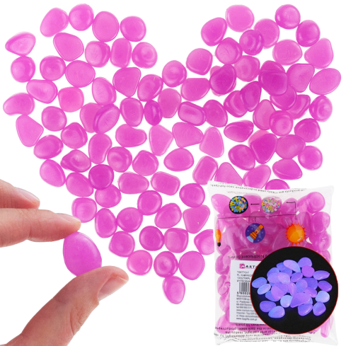 TG67713-7 Kamyki świecące, kamienie fluorescencyjne, 100 sztuk ozdobne