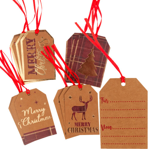 TG69623 ZAWIESZKI ETYKIETY ŚWIĄTECZNE DO PREZENTÓW PRZYWIESZKI 12SZT/KPL PREZENT