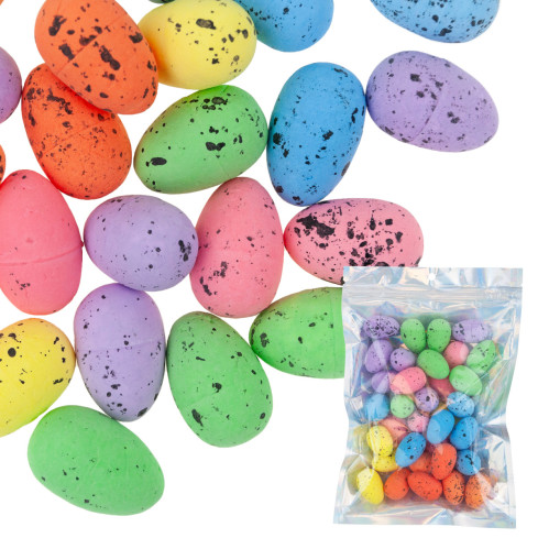 TG70489 Jajka jajeczka wielkanocne kolorowe, pisanki 36szt. nakrapiane, ozdoby do koszyczka