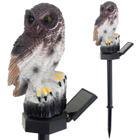 TG71281 Lampa solarna sowa, led ogrodowa, lampka wbijana, dekoracja do ogrodu