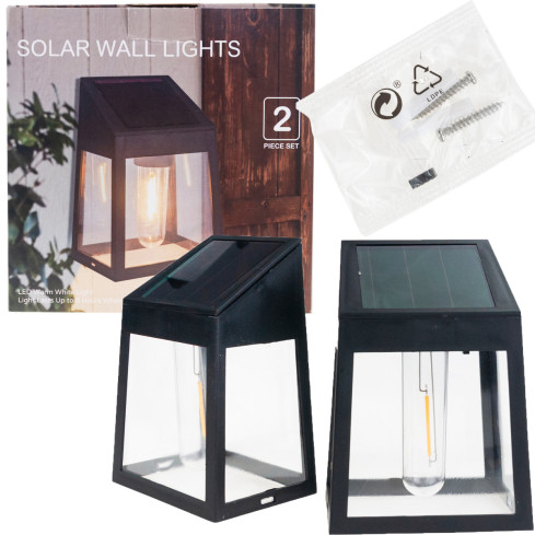 TG71390 Lampa solarna kinkiet, lampka ścienna, żarówka led 2szt., czujnik zmierzchu
