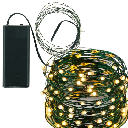TG73524-2 LAMPKI NA ZIELONYM DRUCIKU CHOINKOWE 40LED CIEPŁE ŚWIATŁO NA BATERIE
