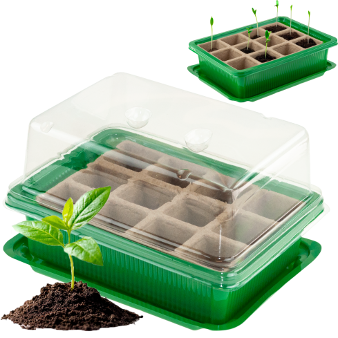 TG77612 Mini Szklarnia, miniszklarenka, wielodoniczka do siewu, doniczki torfowe, 12 Komór