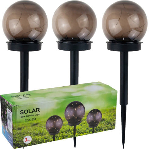 TG77659 LAMPY LED SOLAR 3SZT. WBIJANE KULE SŁUPEK ZESTAW LAMP SOLARNYCH CZUJNIK