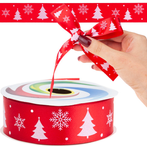 TG78795-2 WSTĄŻKA ŚWIĄTECZNA TASIEMKA KOKARDKA RENIFER PAKOWANIE PREZENTU