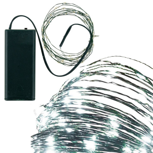 TG73524-1 LAMPKI CHOINKOWE ZIELONY DRUCIK NA BATERIE ZIMNE ŚWIATŁO BIAŁE 40LED