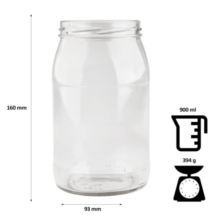 PAC900/82-1 SŁOIK SŁOIKI SZKLANE 900 ml na PRZETWORY OGÓRKI MIÓD NALEWKI SOSY